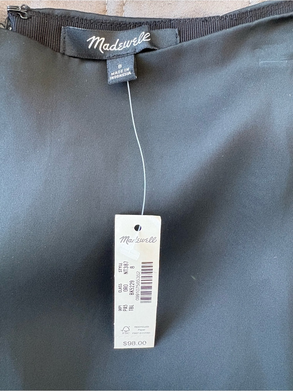 NWT Madewell $98 satin mini skirt black  sz 8 - Picture 6 of 10